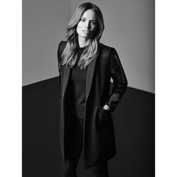 JUDITH & Charles | Manille Calf Hair Wool Coat Size 2 Black - Picture 3 of 13